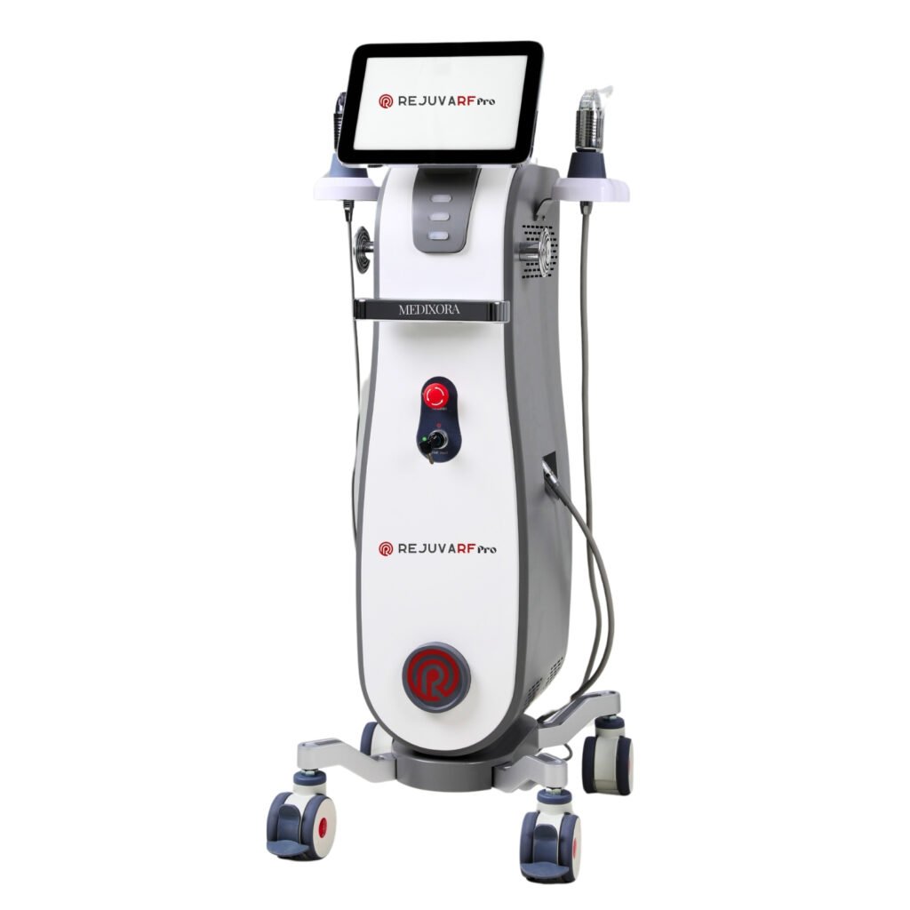 Rejuvarf PRO V MNRF laser machine for microneedling RF skin tightening, acne scars, and skin rejuvenation by Medixora