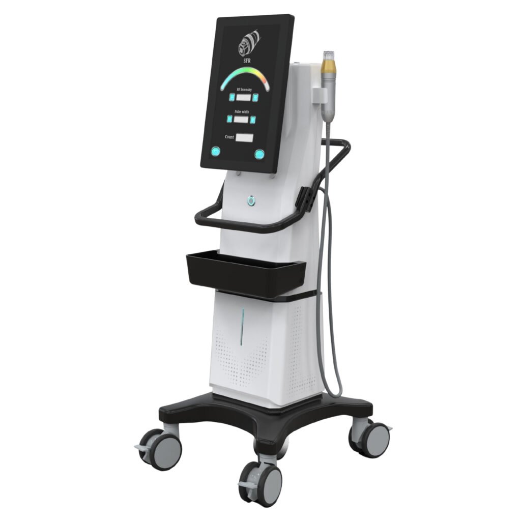 Rejuvarf V MNRF laser machine for microneedling RF skin tightening, acne scar treatment, and skin rejuvenation by Medixora